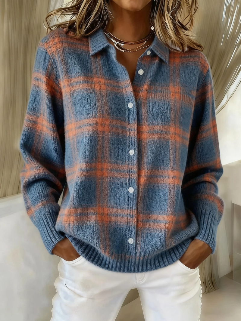 Mira | Strikkede bluse med rutemønster