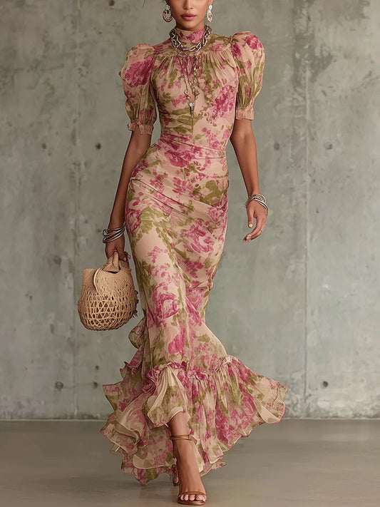 Rosalie™ | Maxi Kjole med Vintage Rosetrykk
