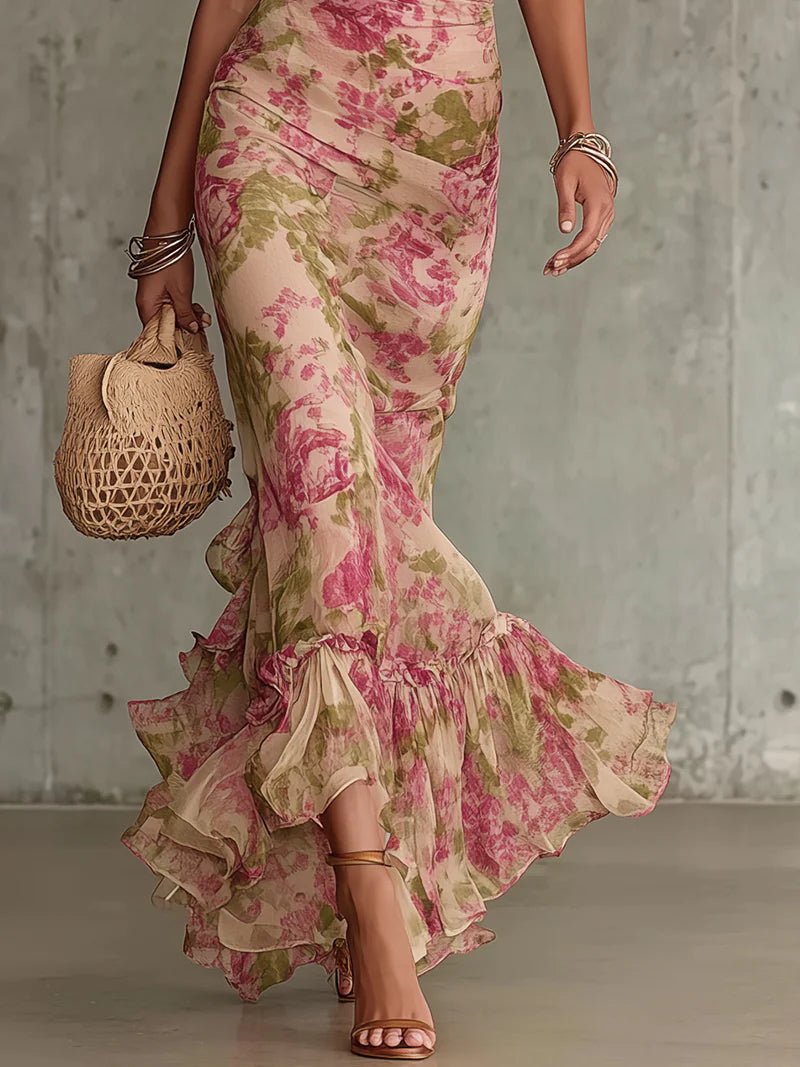 Rosalie™ | Maxi Kjole med Vintage Rosetrykk