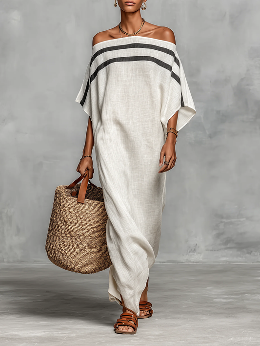 Aveline™ | Off-Shoulder Maxi Kjole med Flaggermuserm